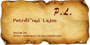 Petrányi Lajos névjegykártya